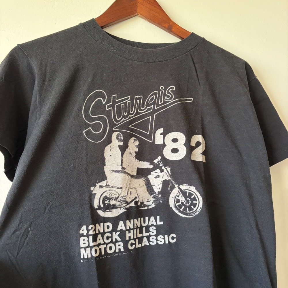 Vintage 1982 Sturgis 42nd Annual Black Hills Motor Classic T-Shirt Black Medium
